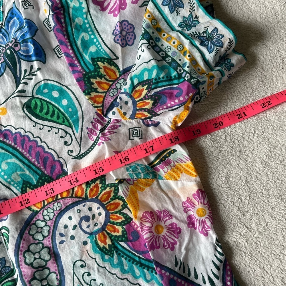 Talbots Peasant Style Top, lightweight material whimsical floral pattern. Sz SP - Picture 8 of 9